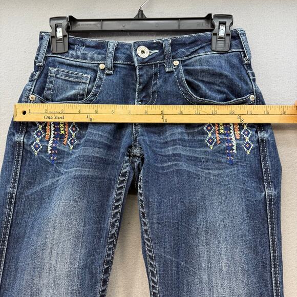 Cowgirl Tuff Jeans Women's 24x33 (0) Blue Aztec Mustang Boot Cut Embroidered - Picture 13 of 16